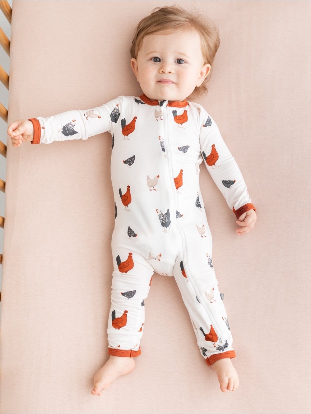 Kyte Baby chicken print sleeper with two way zipper - Sold out print